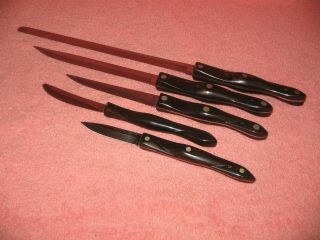 Vintage " Cutco 5 Piece Knife Set - - 1720,  1721,  1724,  1729,  1759 - - Brown Handles