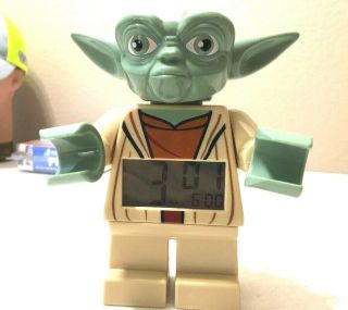 Lego Star Wars Yoda 7 " Mini Figure Light Up Digital Alarm Clock Movable Arms Euc