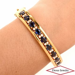 Vintage Diamond 7.  50cts Sapphire 18k Gold Bangle Bracelet 27.  0 Grams Nr