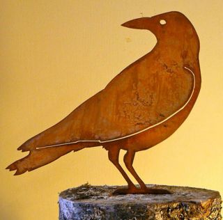 American Crow Cut Steel Yard Or Garden Ornament Wary Crow Made In Usa Raven