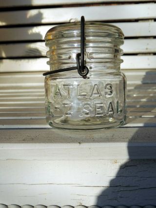 Clear Half Pint Atlas E - Z Seal Mason Canning Fruit Jar 2 Ledge Bail Holders
