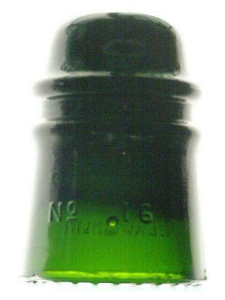 CD 121 [10] McLAUGHLIN // No.  16,  teal green blackglass glass insulator 3
