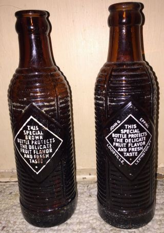 2 Vintage 7oz Orange Crush Soda Pop Ribbed Amber Brown Bottle 3