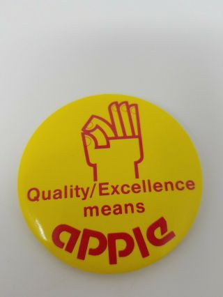 Vintage 80s Apple Computers Quality/excellence Means Button/pin Yellow
