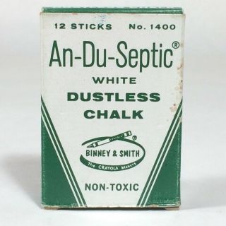 Vintage Binney Smith Dustless Chalk An Du Septic No.  1400 12 Sticks One Broken