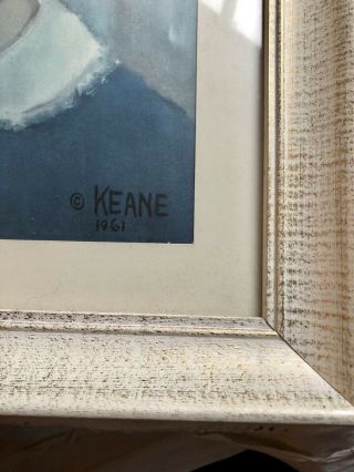 Keane Big Eyes Girl & Her Cat 1961 Print Kitsch Art Mid Century 2