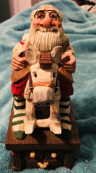 David Frykman Christmas Santa On Rocking Horse Music Box