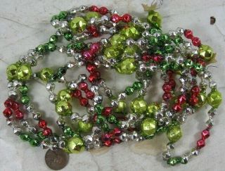 Vintage Mercury Fancy Glass Bead Garland Multi - Colored 8 Foot 1/8” To 1/2” 1