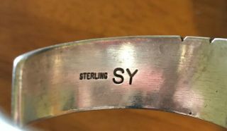 Vintage NAVAJO Sterling Silver CUFF BRACELET Signed SY 2