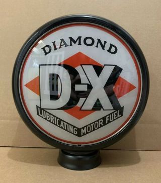 Diamond Dx Gas Pump Globe Light Vintage Glass Lens Service Station Garage Motor