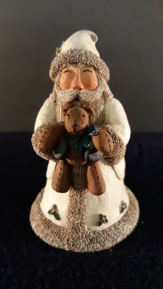 Gail Laura Christmas Santa Claus Figurine Signed Stamped Dated Teddy Bear 1993