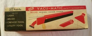 Vintage 1950 ' s Shields Vacu - Matic w Light Battery Operated Vacuum 3