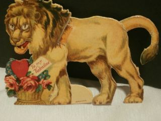 Vintage Mechanical Valentines Day Card Lion Germany
