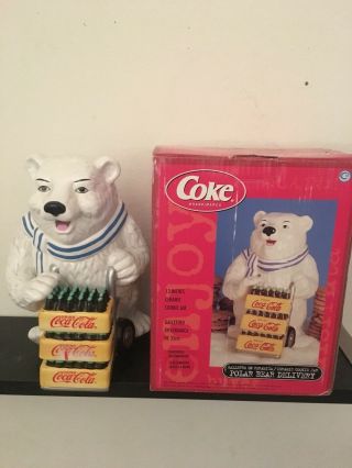 Vintage Coca Cola Cookie Jar Polar Bear Delivery