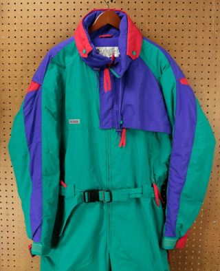 Vtg 80s 90s Columbia Color Block Ski Snow Suit Size Xl Men 