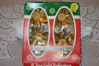 Vintage Christmas Aluminum Tree Light Reflectors Gold National Tinsel Mfg Co