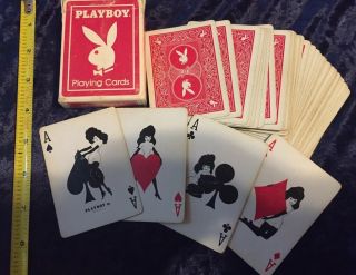 7206 Official 1973 Playboy Bunny Rabbit Red Playing Cards Usa Complete Deck 70s