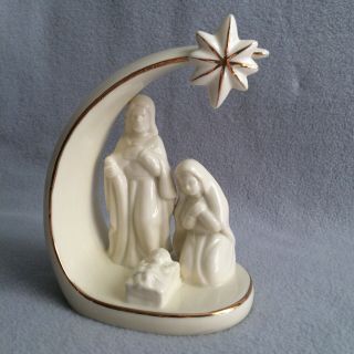 Mikasa Porcelain Holy Family Figurine Nativity Arch Star Of Bethlehem Gold Trim