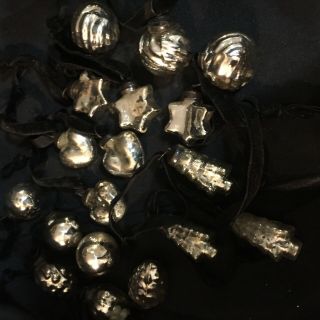 Mini Kugel Christmas Ornaments Silver Mercury Glass Set Of 18 Shapes