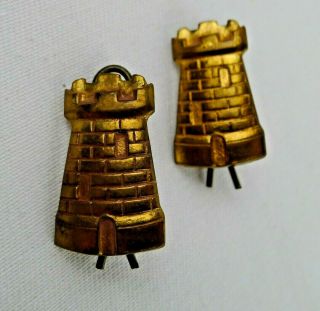 Vintage Canadian Hull? Regiment Collar Badges Castle Towers Made In England