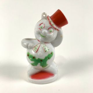 Vintage Rosbro Christmas Snowman Ornament Hard Plastic Candy Container E Rosen 2