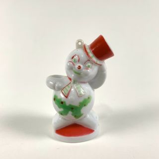Vintage Rosbro Christmas Snowman Ornament Hard Plastic Candy Container E Rosen 3
