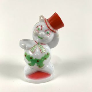 Vintage Rosbro Christmas Snowman Ornament Hard Plastic Candy Container E Rosen 1