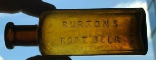 Burton’s Root Beer Extract Bottle Amber 1890’s