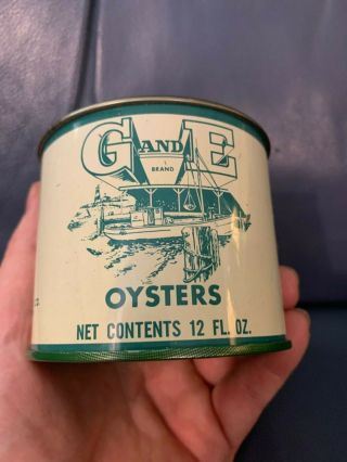 G & E Oyster Can With Lid - 12 Oz - Mt Vernon Packing Co - Princess Anne,  Md 2