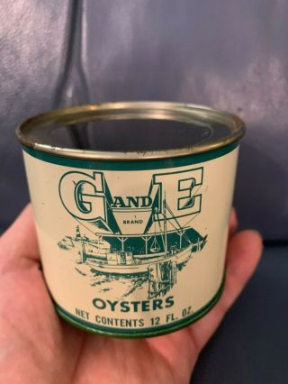 G & E Oyster Can With Lid - 12 Oz - Mt Vernon Packing Co - Princess Anne,  Md 3