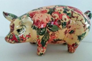 Vintage Ceramic Pig Floral Design 8 " By 5 "
