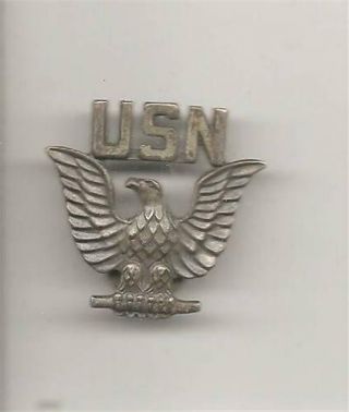 Vintage Usn U.  S.  Navy Eagle Insignia Screw - Back Badge