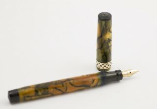 Mabie Todd Swan Leverless Fountain Pen In Black And Pearl