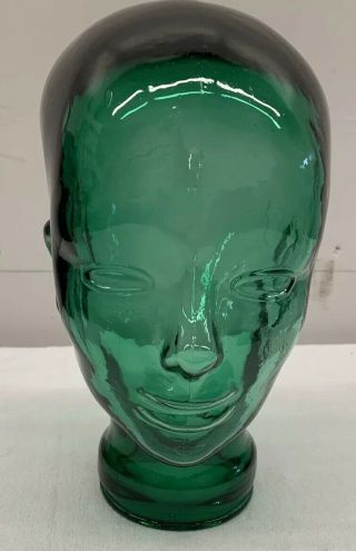 Vintage Green Glass Store Display Mannequin Wig Hat Head Bust
