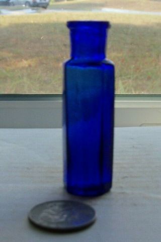 Victorian Eight Side Blue Poison Bottle Base Embossed,  W E C