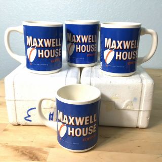 Nos 1980’s Vtg Set Of 4 General Foods Maxwell House Coffee Mugs Made In Usa