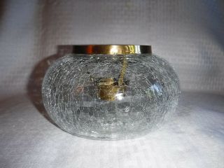 Crackle Glass And Brass Tealight Candle Holder 7.  5 " Dia X 4.  5 " Tall