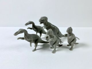 Marx Vintage 1970 Prehistoric Dinosaur T - Rex Tyrannosaurus Set Of 5 Dark Gray