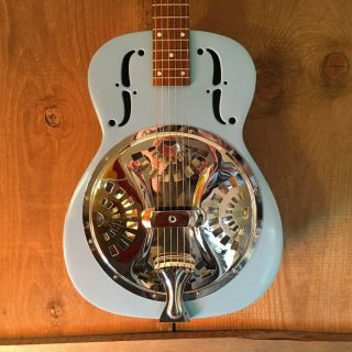 Dobro Round Neck Metal Body Vintage Resonator Acoustic Guitar C.  1987 Blue Refin