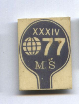 Pin Table Tennis World Championship 1977 Polish Plastic Badge Ver.  2