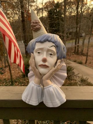 Lladro Clown With Pointed Head Figurine Bust