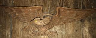 Vintage Folk Art Wood Carved Bellamy Style American Eagle Signed Ugo