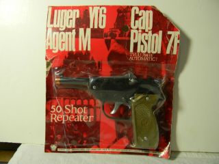 Vintage Secret Agent M Luger Cap Pistol On Card