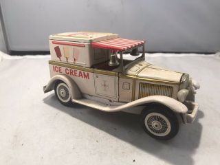 Bandai Japan Ford Model A Ice Cream Delivery Truck Tin Litho Toy 1960s