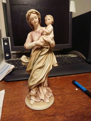 Vtg Lefton China Hand Painted Porcelain Madonna Child Kw1142 9 " Figurine Statue