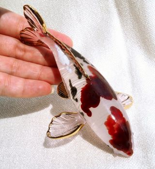 Japanese Carp Koi Fish Handmade Blown Art Glass Gild 5 Inch Figurine - Gift