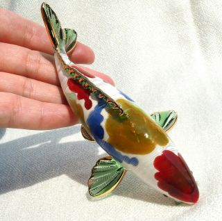 Japanese Carp Koi Fish Handmade Blown Art Glass Gild 4 3/4 Inch Figurine - Gift