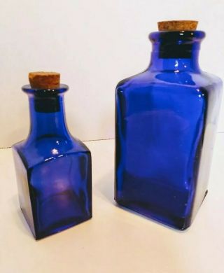Small Cobalt Blue Glass Bottles With Cork Stoppers