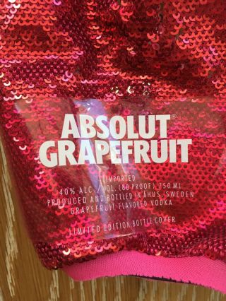 ABSOLUT Grapefruit Vodka Limited Edition Bottle Cover 750ml Hot Pink Sequins 2