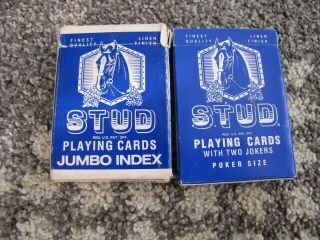 Vintage Stud Playing Cards,  2 Blue Decks Distributed Walgreen Co,  Deerfield,  Il